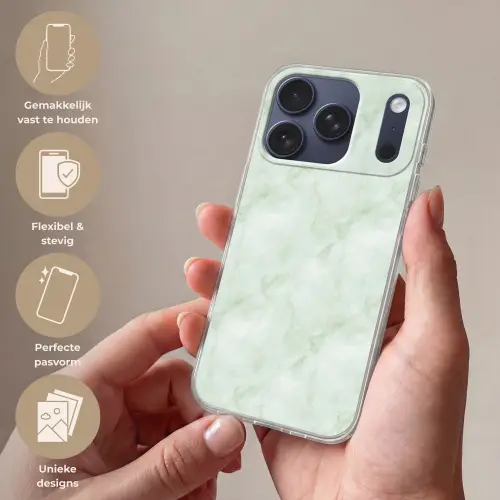Groen - Marmer - Vloeiende aders Telefoonhoesje iPhone 17 Pro klein 878 -sfeer3_NL