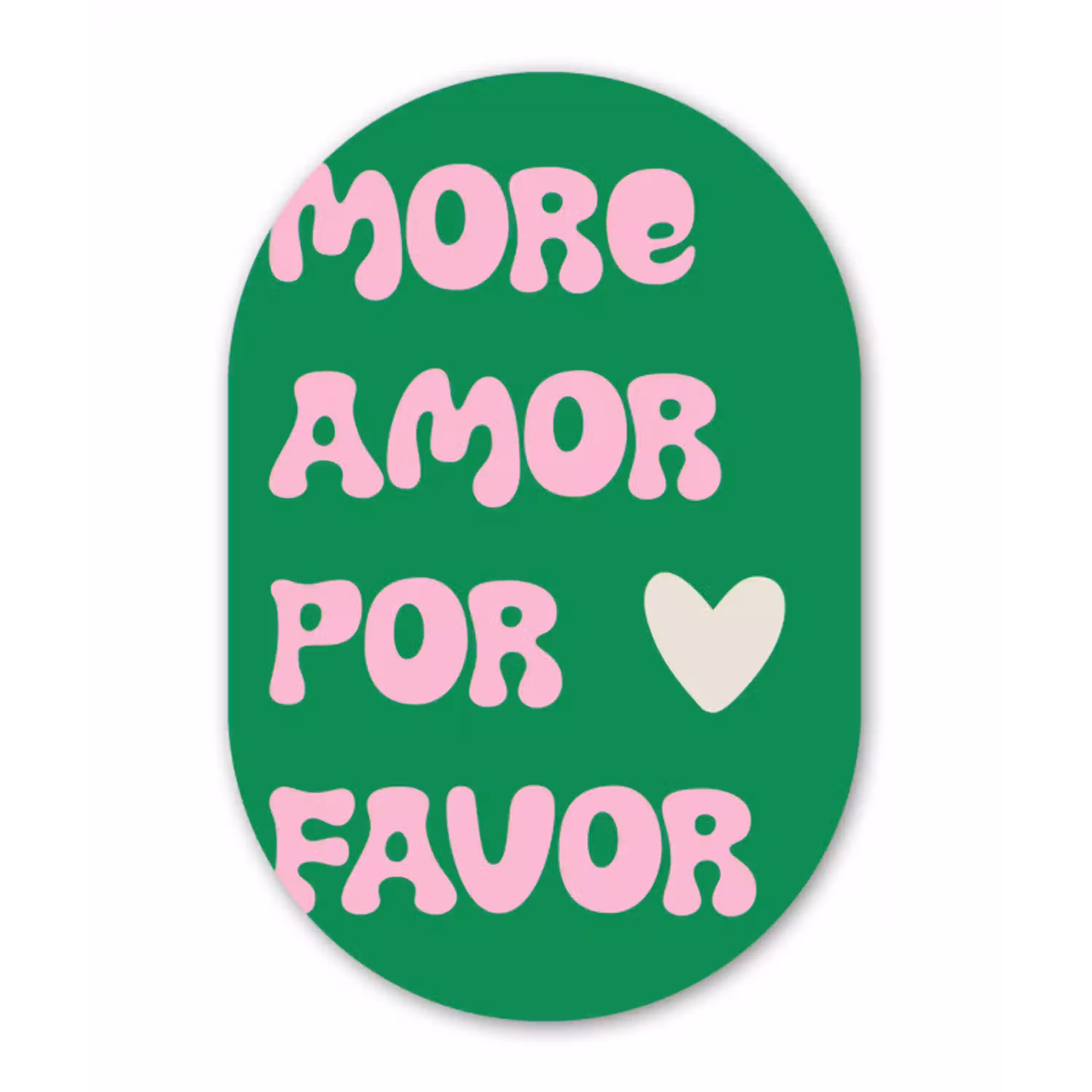 Amor - Valentijn - Groen - Tekst Wandcirkel Ovaal Aluminium middel -3d