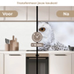 Sneeuwuil - Oog - Wildlife - Wit keuken achterwand 2 middel -voor-na2_NL