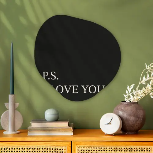 Zwart - Minimalistisch - Valentijn Wandcirkel Organisch Plexiglas middel -sfeer2