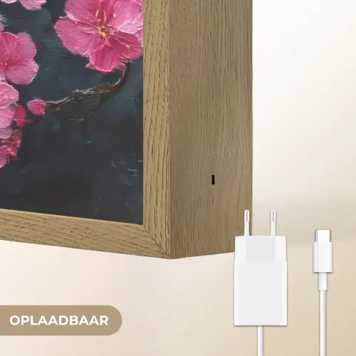 Bloem - Bloesems - Roze - Abstract Light Box met batterij (Wandlamp) middel -USP_websiteoplaadbaarNL