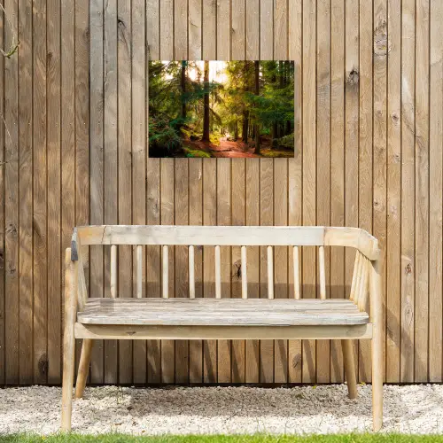 Mossig bospad Tuinposter op houten frame 2 cm dik klein -sfeer4