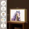 Paard - Dieren - Meiden - Paars - Bruin Light Box met batterij (Wandlamp kind) middel -USP_websiteoverzichtNL