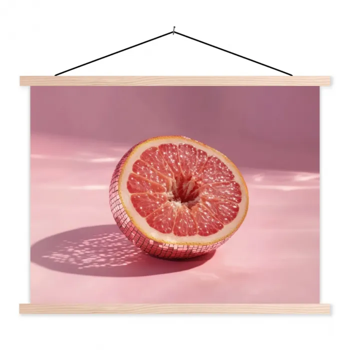 Grapefruit - Roze - Disco - Shiny textielposter latten blank klein -3d
