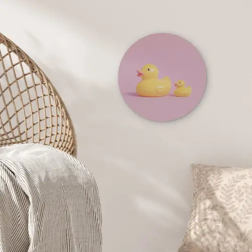 Eendjes - Vrolijk - Roze Akoestische PET Vilt - Rond klein -sfeer4