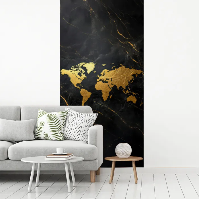 Wereldkaart - Goud - Marmer fotobehang vinyl groot -woonkamer