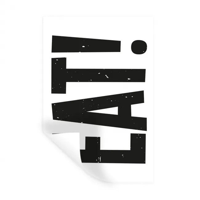 Decoratie - Eten - Zwart - Wit Muursticker klein -3d