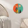 Retro - Jongen - Hond - Rood - Groen Wandcirkel kunststof plaat 5mm dik klein -sfeer5