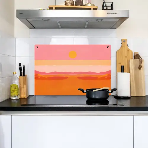 Zon - Abstract - Landschap - Oranje Inductie beschemer met haakjes klein -sfeer2