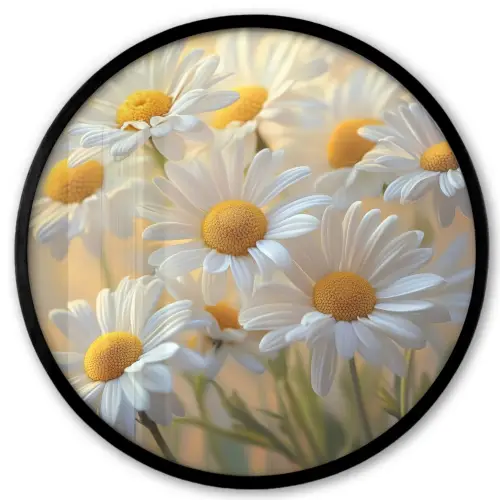 Madeliefjes - Wit - Zonlicht Fotolijst rond zonder passe partout klein -3d