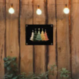 Kerstbomen - Kleurrijk - Lichtjes - Ster tuinposter los doek klein -sfeer1