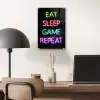 Gaming - Led - Quote - Eat sleep game repeat - Gamen plexiglas 5mm klein -sfeer6