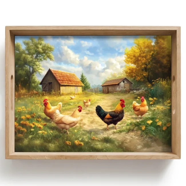Tray - Chickens - Rural tranquility - Nature