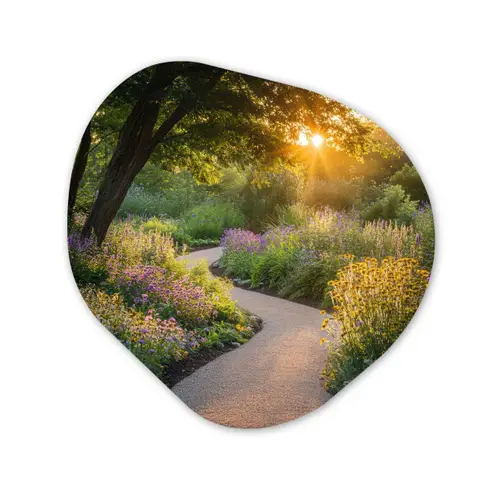 Pad - Bloemen - Park Wandcirkel Organisch Aluminium middel -3d