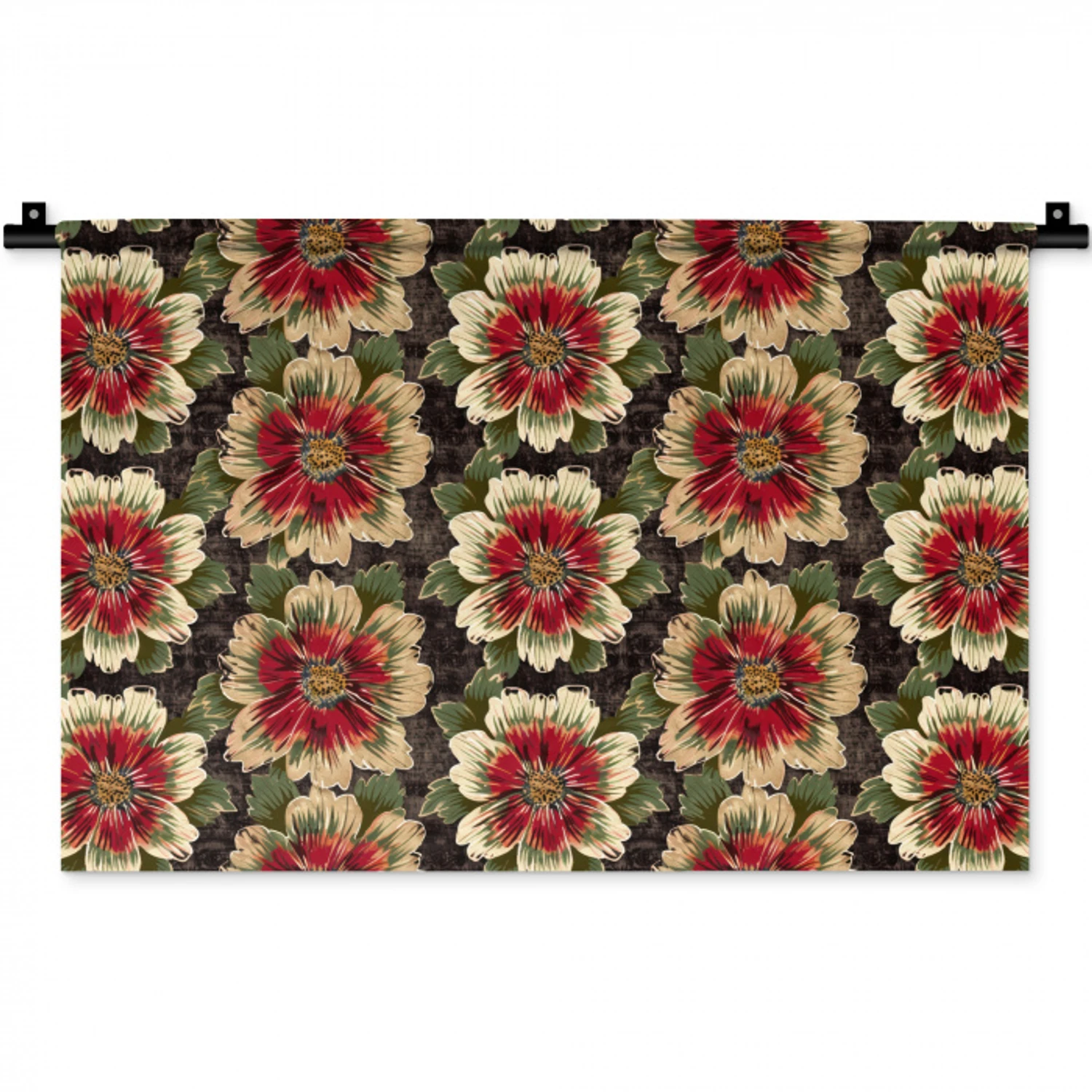 Bloemen - Klassiek - Patroon - Rood Wandkleed katoen klein 269 -zz3d