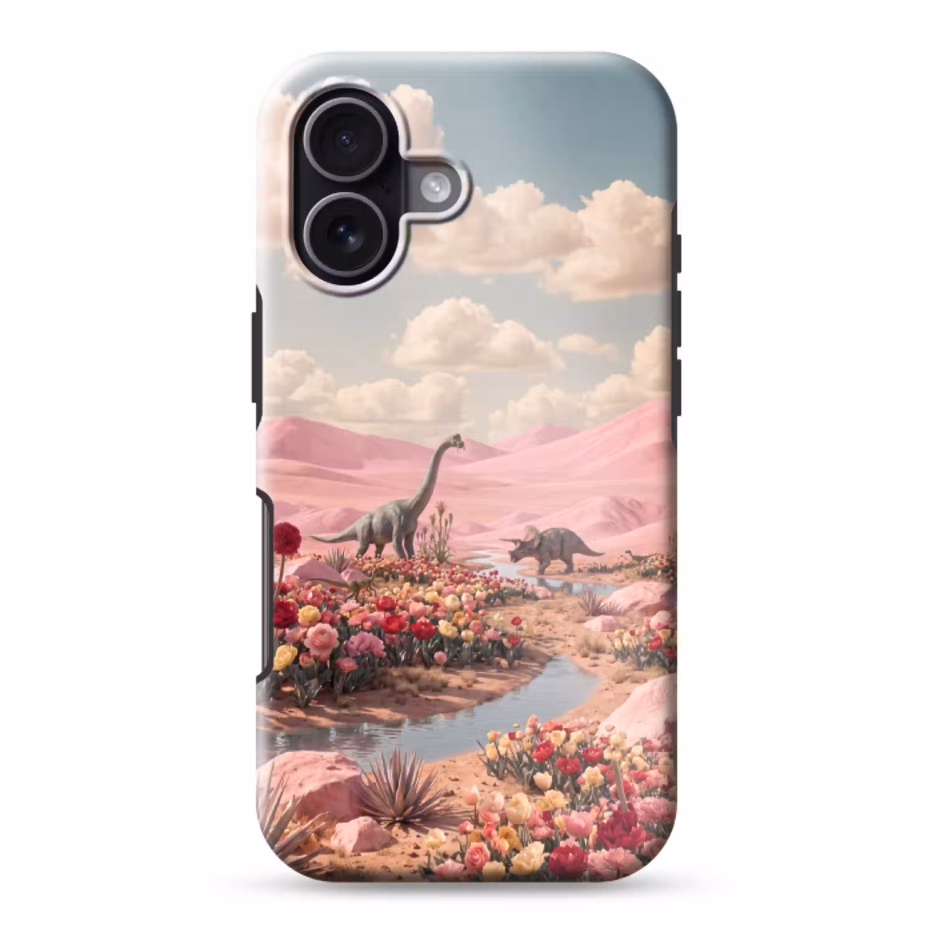 Dinosaurus - Roze - Landschap Toughcase MagSafe Apple iPhone 17 klein -3d