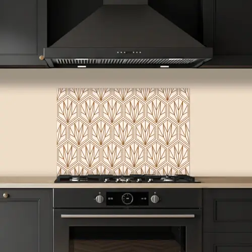 Geometrisch - Patroon - Beige keuken achterwand spatscherm klein 900 -sfeer1