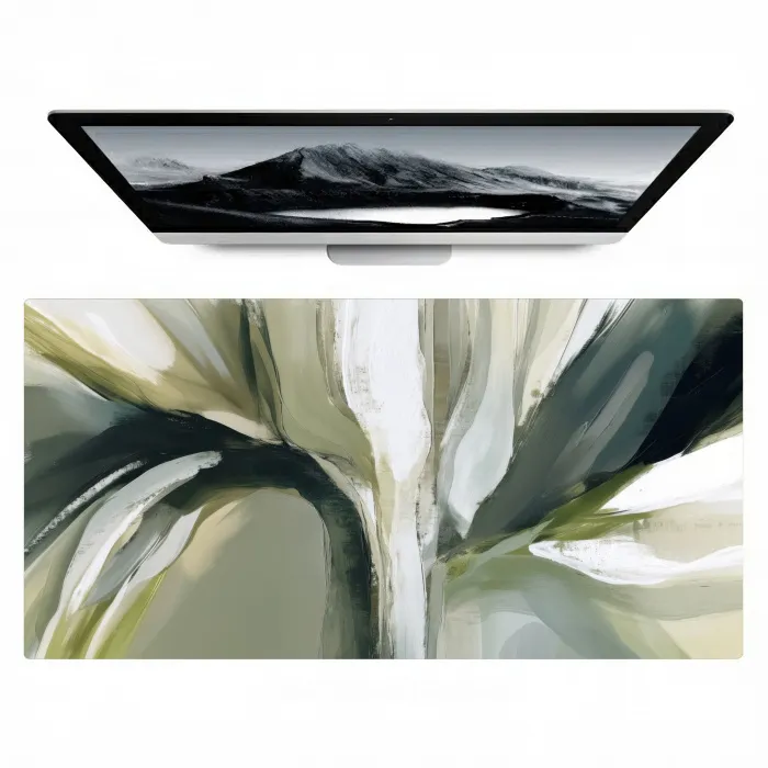 Natuur - Abstract - Groen - Penseelstreken Muismat XXL klein -zzz3d