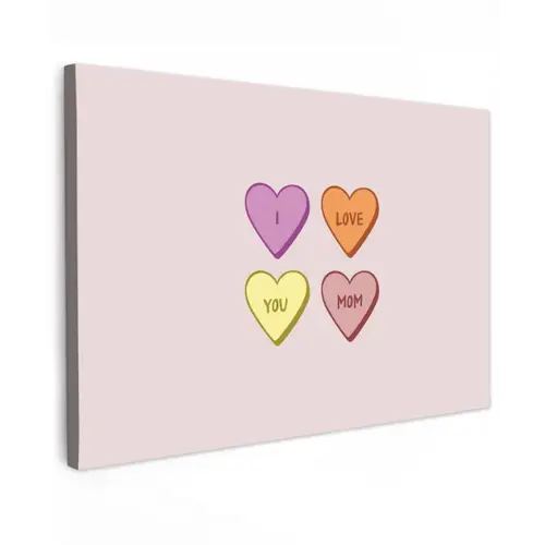 Hartjes - Pastel - Liefde - Moeder canvas 2cm klein -z3d