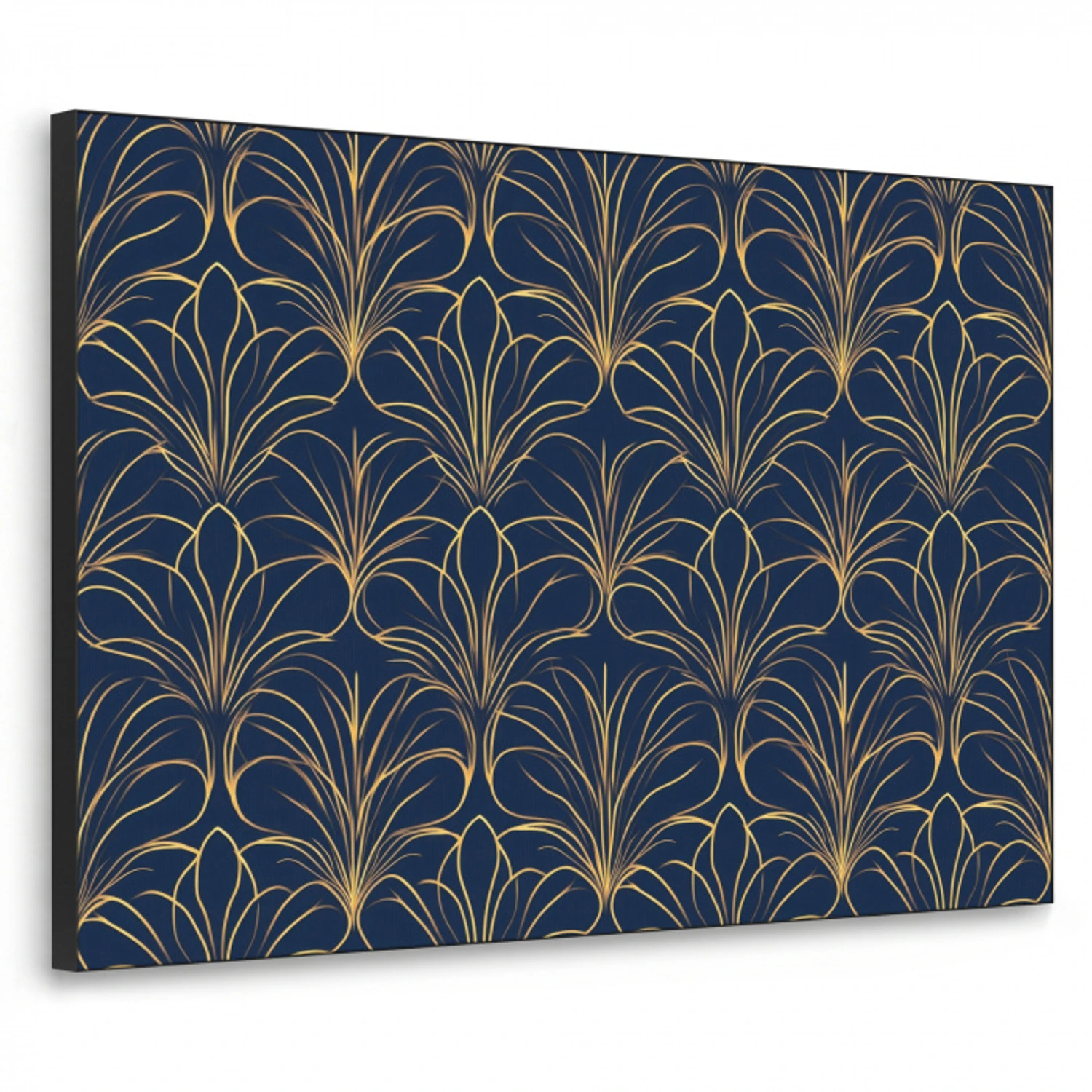 Deco - Waaier - Blauw Textielframe zwart klein 947 -3d