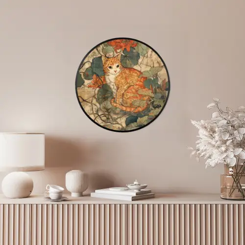 Kat - Sierlijk - Bloemen Fotolijst rond zonder passe partout klein -sfeer3