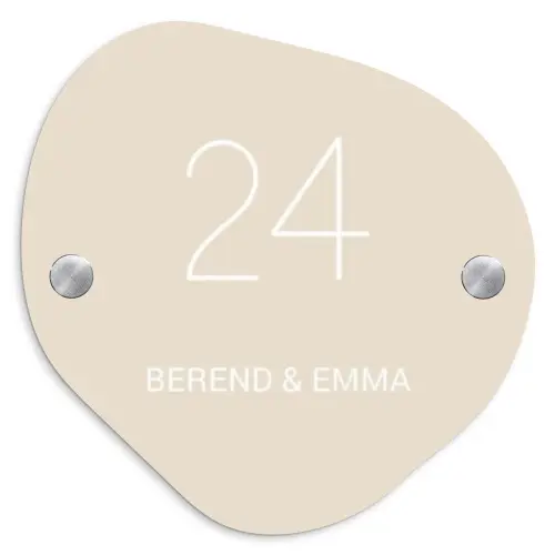 Effen - Beige - Klassiek Naambord Organisch middel -3d