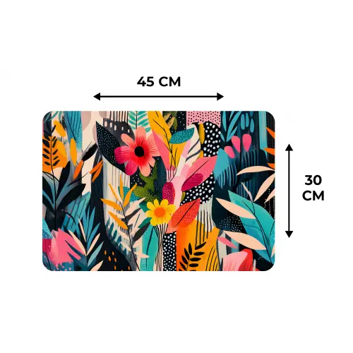 Schilderij - Abstract - Bloemen - Roze Placemat vinyl groot -specs