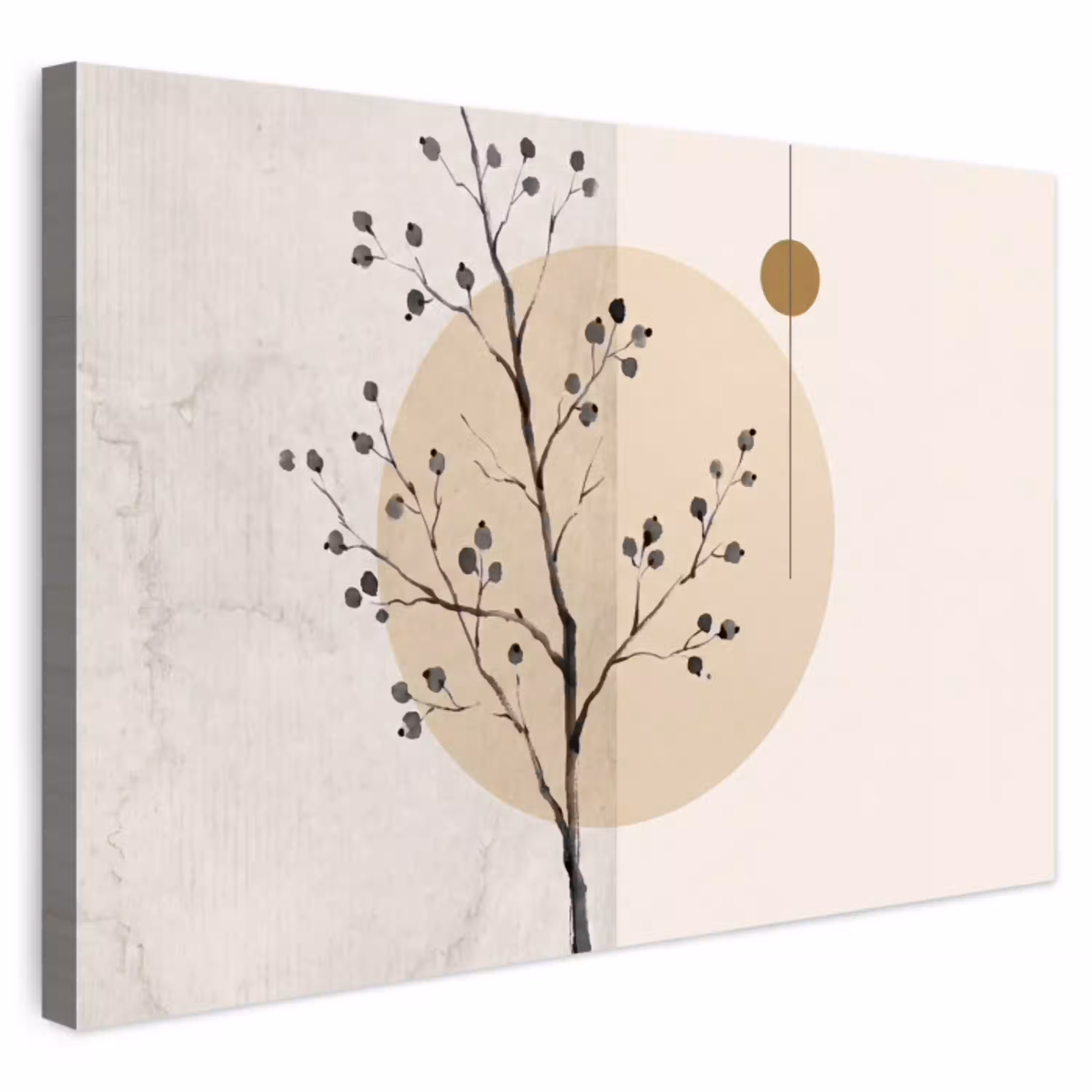 Plant - Abstract - Beige Tuinposter op houten frame 2 cm dik klein -3d