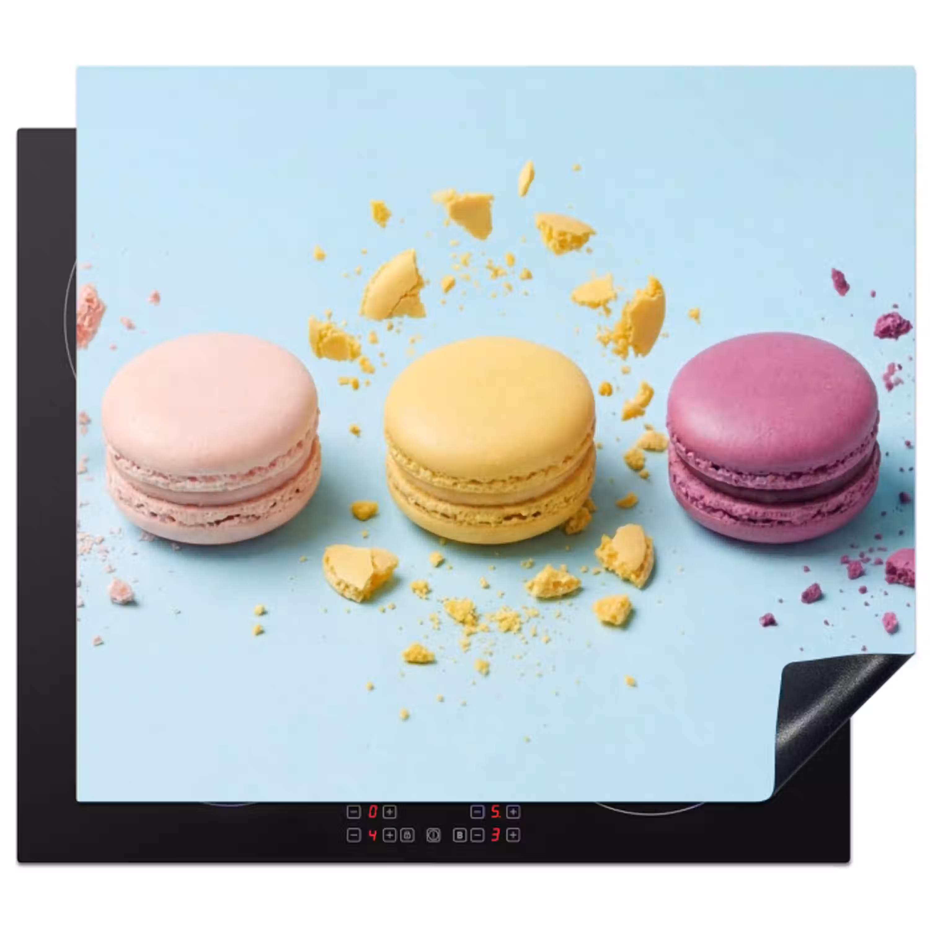 Macarons - Kleurrijk - Pastel Inductie beschermer vinyl 3mm middel -3d