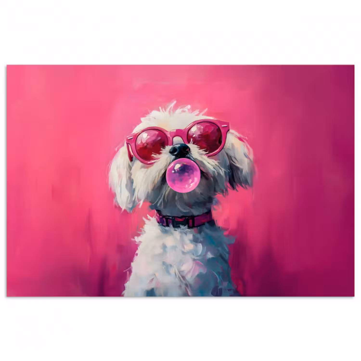Poster - Rosa - Hund - Blase