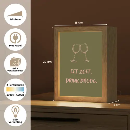 Roze - Groen - Wijn - Quote Light Box met kabel (Wandlamp) klein -USP_websiteoverzichtNL