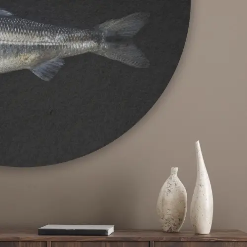 Haring - Vissen - Zwart Akoestische PET Vilt - Rond klein -sfeer5_closeup