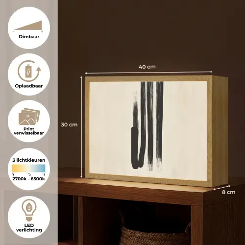 Penseelstreken - Verticaal - Zwart Light Box met batterij (Wandlamp) middel -USP_websiteoverzichtNL