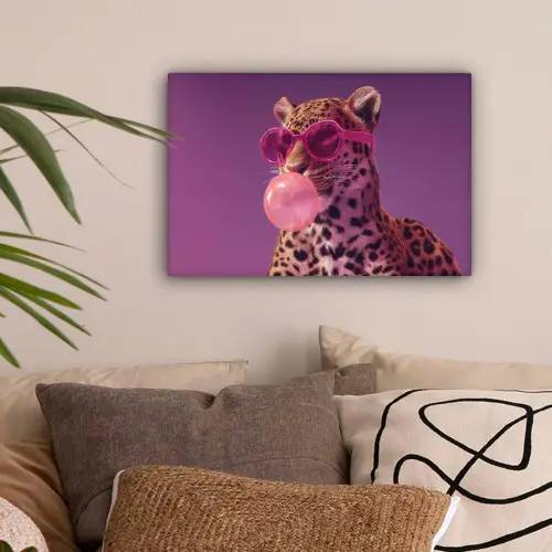 Panter - Zonnebril - Kauwgombel - Roze canvas 2cm klein -sfeer1