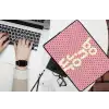 Bonjour - Stippen - Roze- Geel laptophoes neopreen klein -bureau