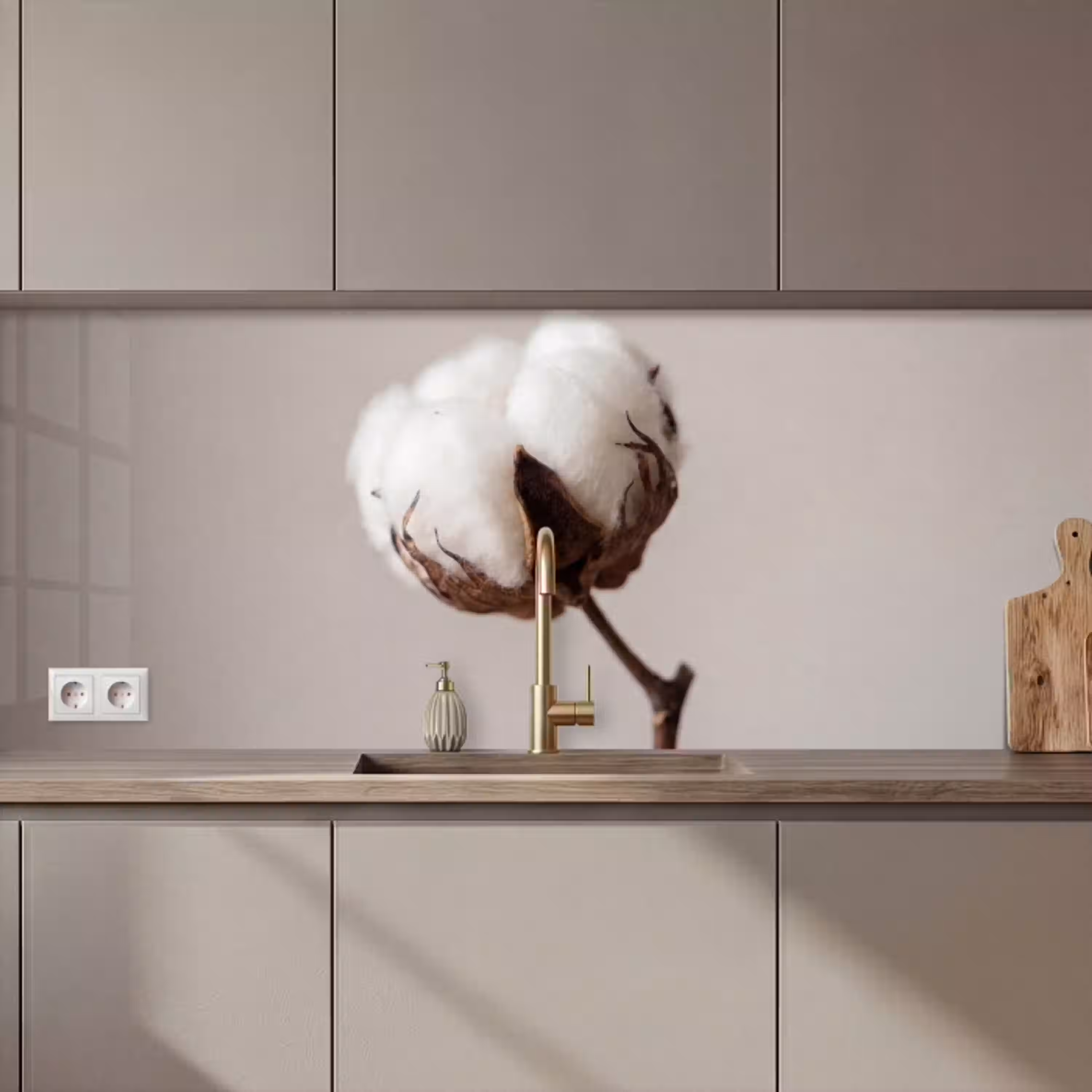 Katoenbol - Minimalistisch - Wit keuken achterwand 2 middel zz_3dshopping