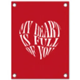 Rood - Hart- Tekst - Valentijn tuinposter los doek klein -3d