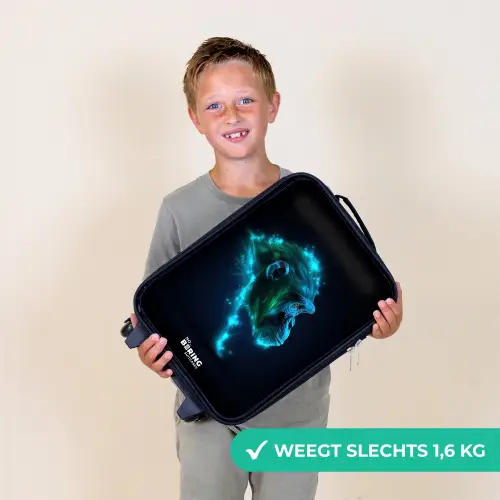 Neon silhouet van een chimpansee Kinderkoffer - Zwart klein -sfeer4_NL