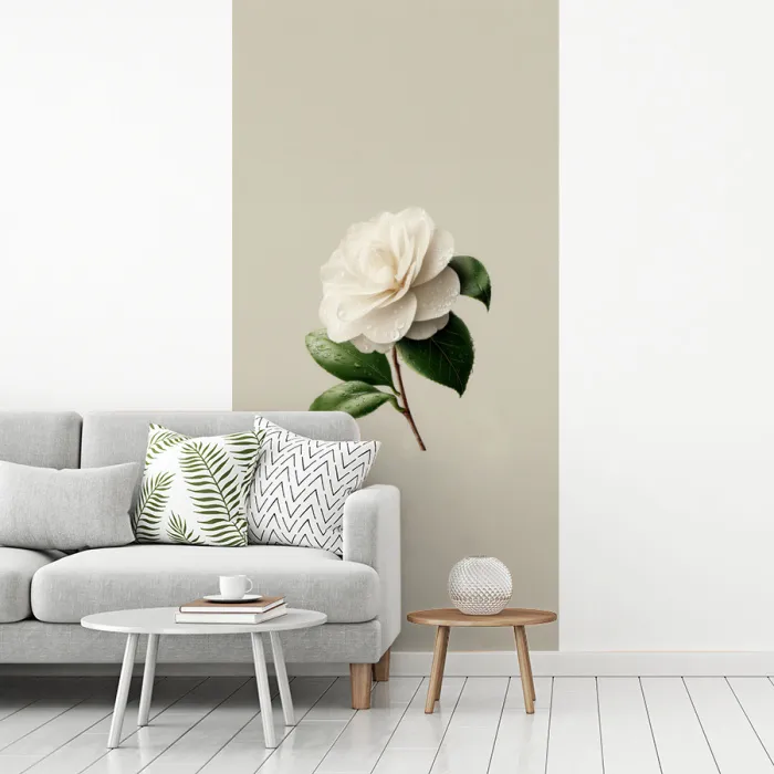 Cameliabloem - Wit - Groen fotobehang vinyl groot -woonkamer