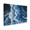 Golven - Blauw - Schuim Tuinposter op houten frame 2 cm dik klein -3d