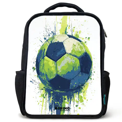 Voetbal - Verf - Groen - Blauw Rugzak - Zwart middel -3d