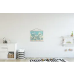 Stengels - Bloemen - Lucht - Wit textielposter latten blank klein -kinderkamer