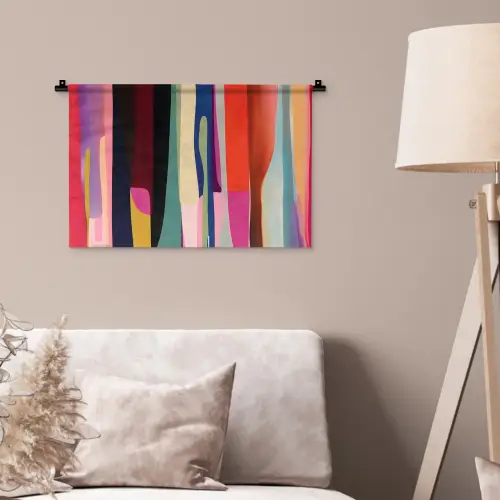 Kleurbanen - Verticaal - Kleurrijk Wandkleed katoen klein -sfeer4