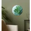 Vetplant - Bladeren - Groen - Wazig Wandcirkel kunststof plaat 5mm dik klein -sfeer3