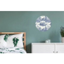 Huizen - Bomen - Water - Vogels - Blauw Wandcirkel aluminium klein 190 -slaapkamer