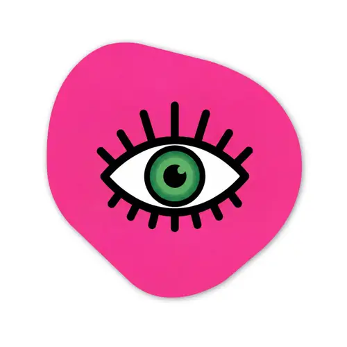 Minimalistisch - Oog - Roze Wandcirkel Organisch Aluminium middel -3d
