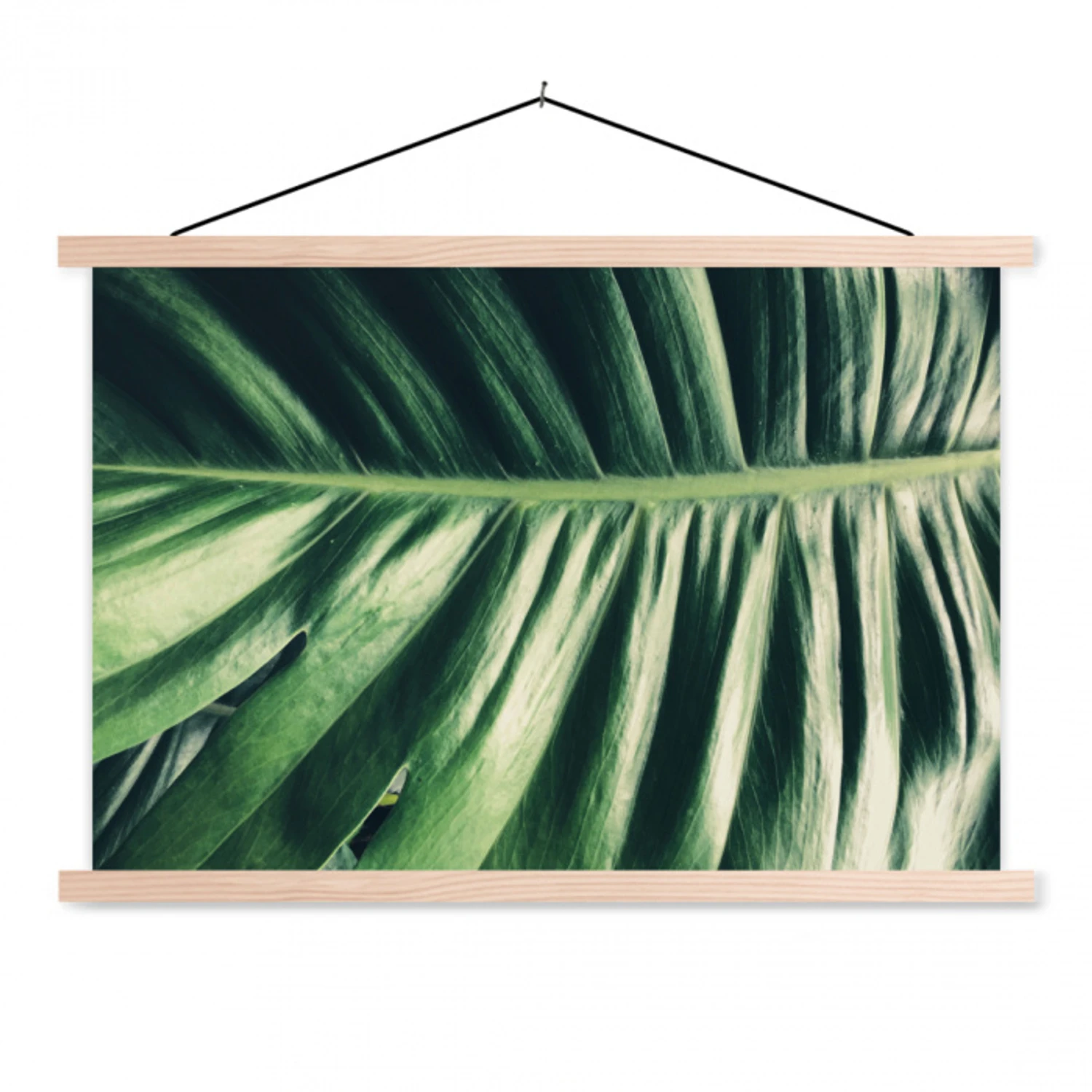Palmblad - Tropisch - Natuur - Jungle textielposter latten blank klein -3d