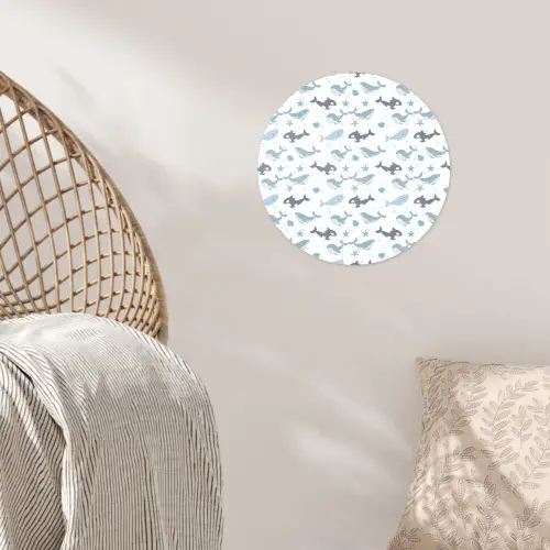 Oceaan - Walvis - Orka - Blauw Wandcirkel behangsticker klein 186 -sfeer4