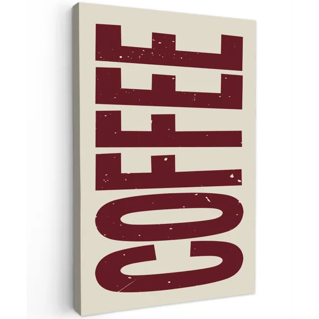 Koffie -Japandi - Rood - Vintage Tuinposter op houten frame 2 cm dik klein -3d