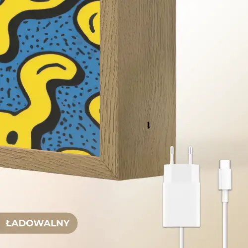Smileys - Geel - Blauw Light Box met batterij (Wandlamp kind) middel -USP_websiteoplaadbaarNL